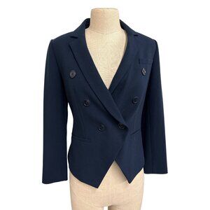 Chelsea28 Navy Blue Double-Breasted Blazer XS Womens Classic Tailored Jacket